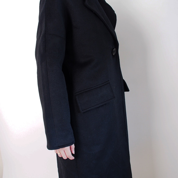 【再々々々々販】ウール混紡ゆったりめのコート（黒） 8枚目の画像