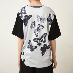 【♡大特価♡再販】オリジナル蝶々柄のカットソーTシャツ（グレー）AABTOP-001 2枚目の画像
