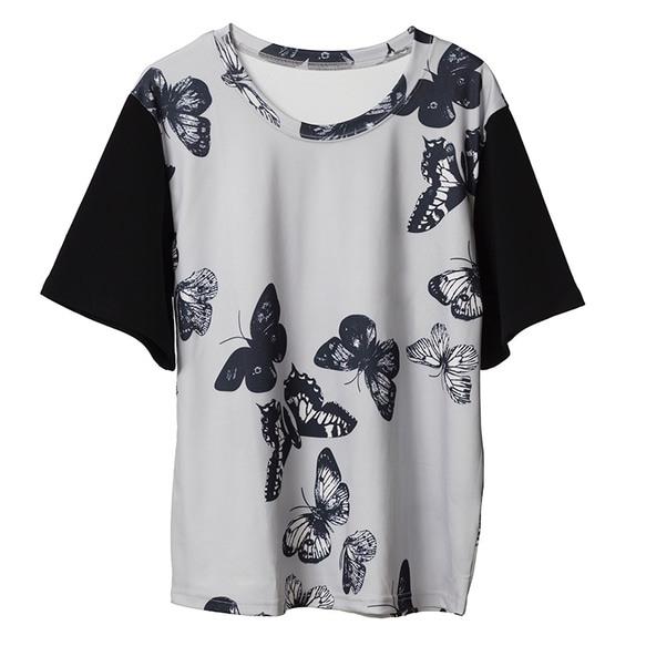 【♡大特価♡再販】オリジナル蝶々柄のカットソーTシャツ（グレー）AABTOP-001 7枚目の画像