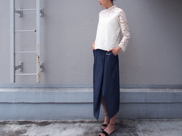 【再々~々販】表綿100％裏シルク100%のレースブラウス オフホワイト18009 4枚目の画像