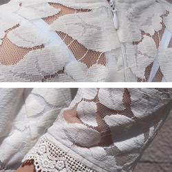 【再々~々販】表綿100％裏シルク100%のレースブラウス オフホワイト18009 5枚目の画像