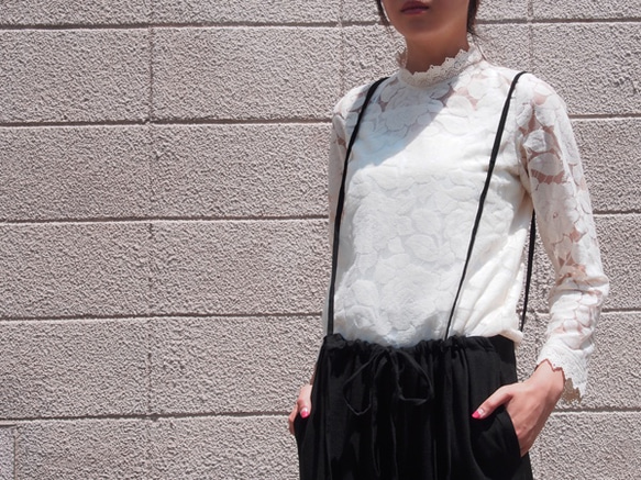 【再々~々販】表綿100％裏シルク100%のレースブラウス オフホワイト18009 10枚目の画像
