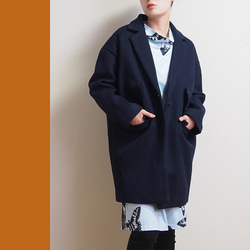 NEON SIGN MAXI COAT SHETLAND  NAVY