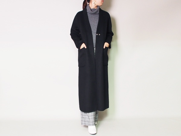 ウール100% リバーシブル生地のリブカラーコート