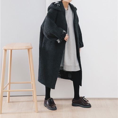 再々〜々販】ウール混紡 ボア生地 ボリューミーコート コート AZ-U  