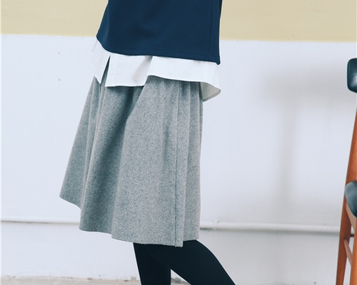 再々販】ウール100%スカート(ライトグレー）18205GLF ミニスカート AZ