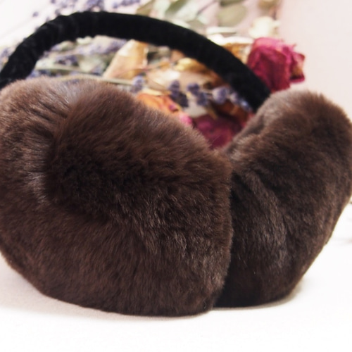 数量限定再販】ラビットファー イヤーマフ ブラウン その他