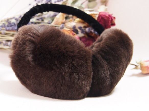 CA4LA ブラウン　ラビットファー　イヤーマフ CA4LA ブラウン ラビットファー イヤーマフ