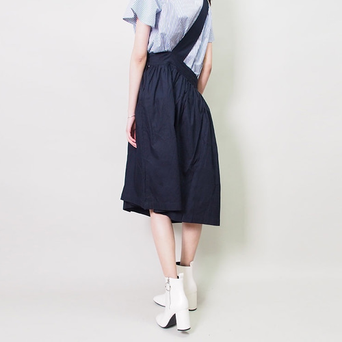 数量限定】麻100 ワンショルダー スカート紺ネイビー18028 フレア