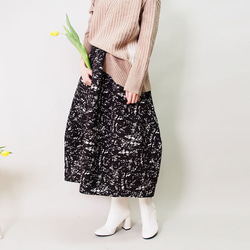 【数量限定送料無料再販】綿ウール麻混 ジャカード織の蕾スカート18050 1枚目の画像