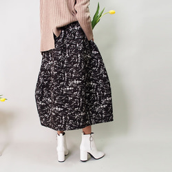 【数量限定送料無料再販】綿ウール麻混 ジャカード織の蕾スカート18050 3枚目の画像