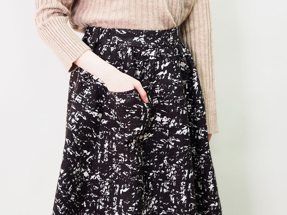【数量限定送料無料再販】綿ウール麻混 ジャカード織の蕾スカート18050 6枚目の画像