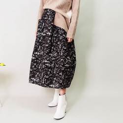 【数量限定送料無料再販】綿ウール麻混 ジャカード織の蕾スカート18050 7枚目の画像