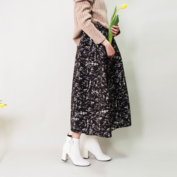 【数量限定送料無料再販】綿ウール麻混 ジャカード織の蕾スカート18050 9枚目の画像