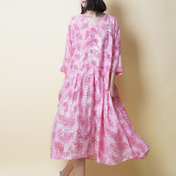 リバティ長袖ワンピース＜30チャイルドフッド・コラージュ ブルー