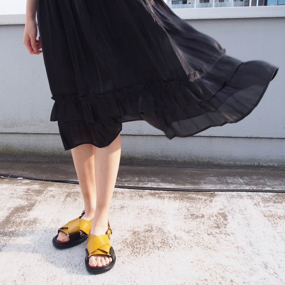 【再販】裾ティアード風スカート（黒）18182