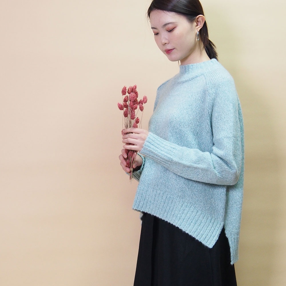 【冬支度・再販】ウール混紡 ラグランスリーブニット19199