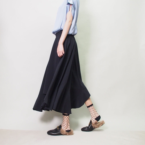送料無料】アシンメトリー フレアスカート19017紺ネイビー フレア