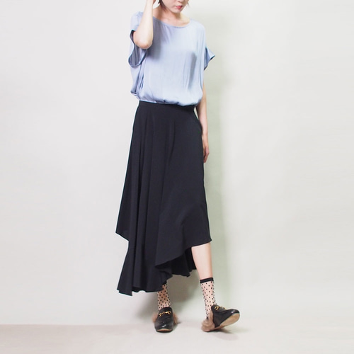 Y’sネイビー アシンメトリーフレアスカート ワイズ 送料無料】アシンメトリー フレアスカート19017紺ネイビー