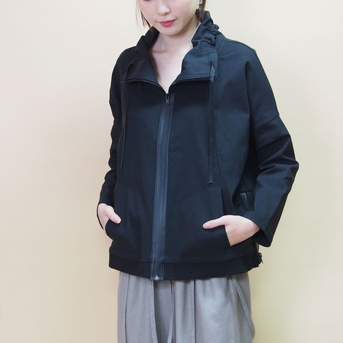 数量限定再販】Aラインゆるハイネックジャケット19009（黒