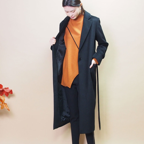 カシミヤ100%黒チェスターコート カシミヤ100% 黒 チェスターコート