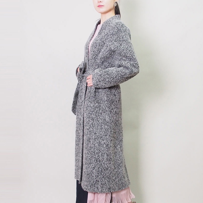 【数量限定1点物】ウール100リバーシブル生地のコート（グレー系）19222