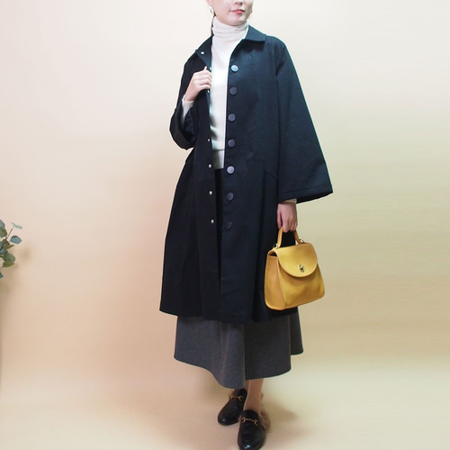 リバーシブル　シルク　ラム　レトロ古着　中綿　コート　ブラック Foil Print Stripe Square Long Coat(S Black): Vintage 1.1