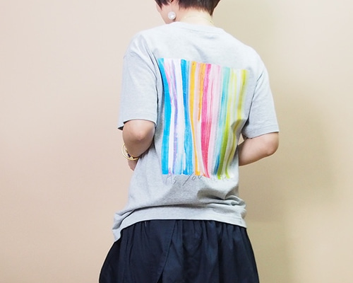 みつき様 リクエスト品 おまとめ Tシャツ ＆ バッグ 新作再販】ポケットつきバックプリントTシャツ typeBグレー T