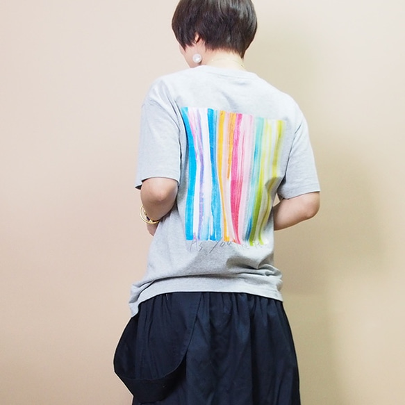 新作再販】ポケットつきバックプリントTシャツ typeBグレー T