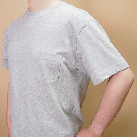 【新作再販】ポケットつきバックプリントTシャツ typeBグレー 7枚目の画像