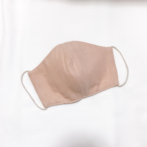 【送料無料】コットンガーゼ立体マスク　白くま・ピンク 2枚目の画像
