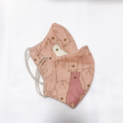 【送料無料】コットンガーゼ立体マスク　白くま・ピンク 3枚目の画像