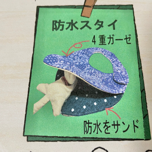 チラ見せが新しい防水入りオリジナルバンダナ風スタイ スタイ