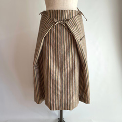 【1点もの】四角布のスカート -麻とウール混紡 マルチカラーの縞 SK34 7枚目の画像