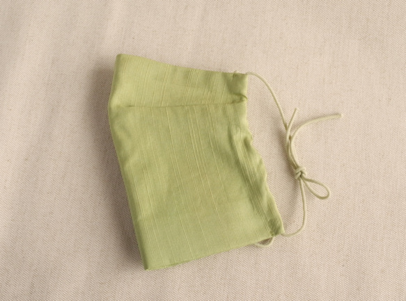 正絹と晒の布マスクゴム紐タイプ（黄緑） 3枚目の画像