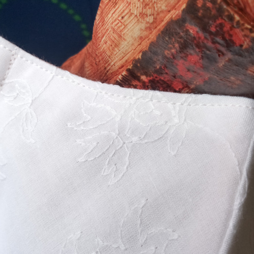 立体マスクap コットンレース 花刺繍裏側ピンク(送料無料) 布マスク