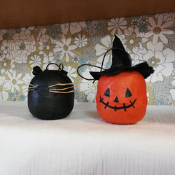 ハロウィン》ジャック・オー・ランタン/黒猫 オーナメント 2個セット