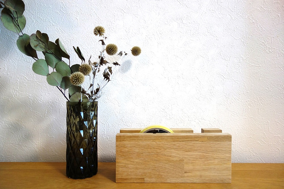 シンプル木材テープカッター（ナラ材） 4枚目の画像