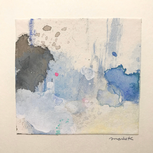 ミニアート作品 抽象画 水彩画a12 絵画 MarieK 通販 9457703