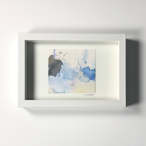ミニアート作品 抽象画 水彩画a12 絵画 MarieK 通販 9457703