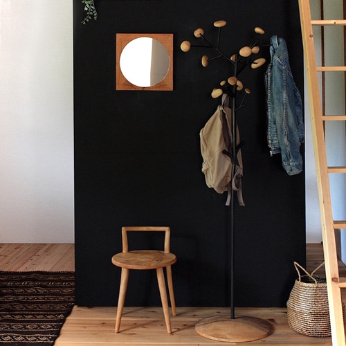 木製 鏡「四角に丸」桜材20 ミラー ドレッサー・ミラー・鏡台 木工 木