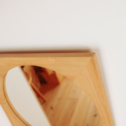 「みえこさまご注文品」木製 鏡「四角に丸」桜材 2枚目の画像