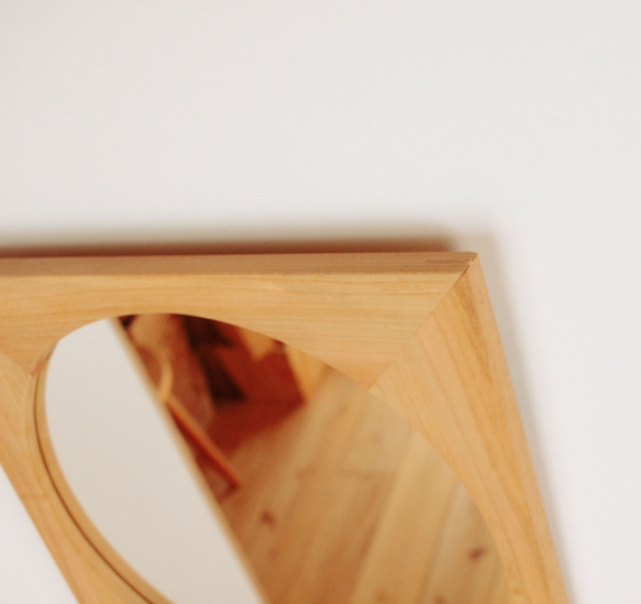 「みえこさまご注文品」木製 鏡「四角に丸」桜材 2枚目の画像