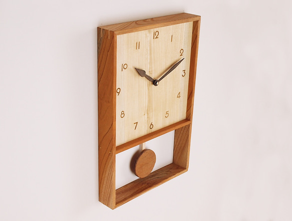 木製 箱型 振り子時計　ケヤキ材2 3枚目の画像