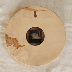 木製 掛け時計 丸 栃（トチ）材14 3枚目の画像