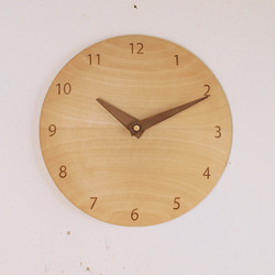 木製 掛け時計 丸 シナ材3 2枚目の画像