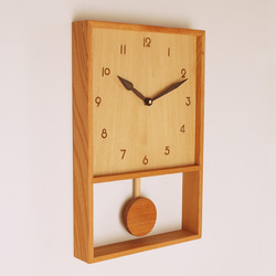 木製 箱型 振り子時計 ケヤキ材8 2枚目の画像