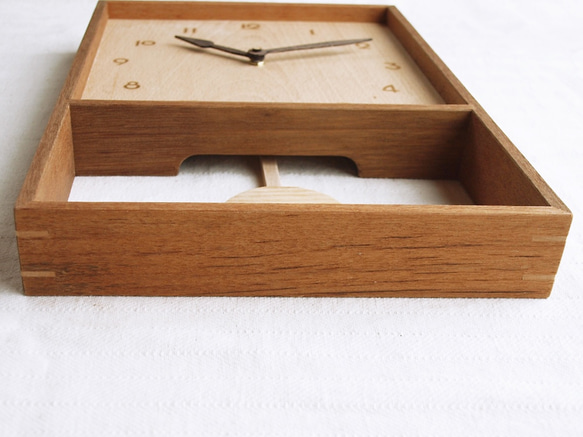 木製 箱型 振り子時計 ラワン材3 4枚目の画像