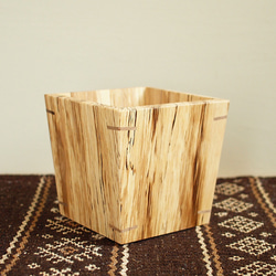 木製 鉢カバー（3号鉢用）樫材　植木鉢カバー スポルテッド 2枚目の画像