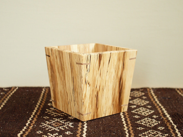 木製 鉢カバー（3号鉢用）樫材　植木鉢カバー スポルテッド 2枚目の画像